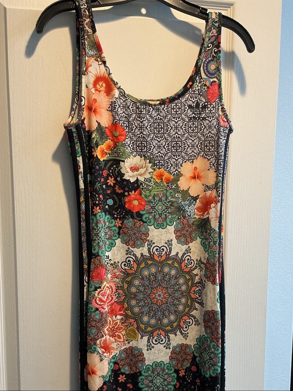 adidas Floral Mosaic Scoop Neck Midi Dress